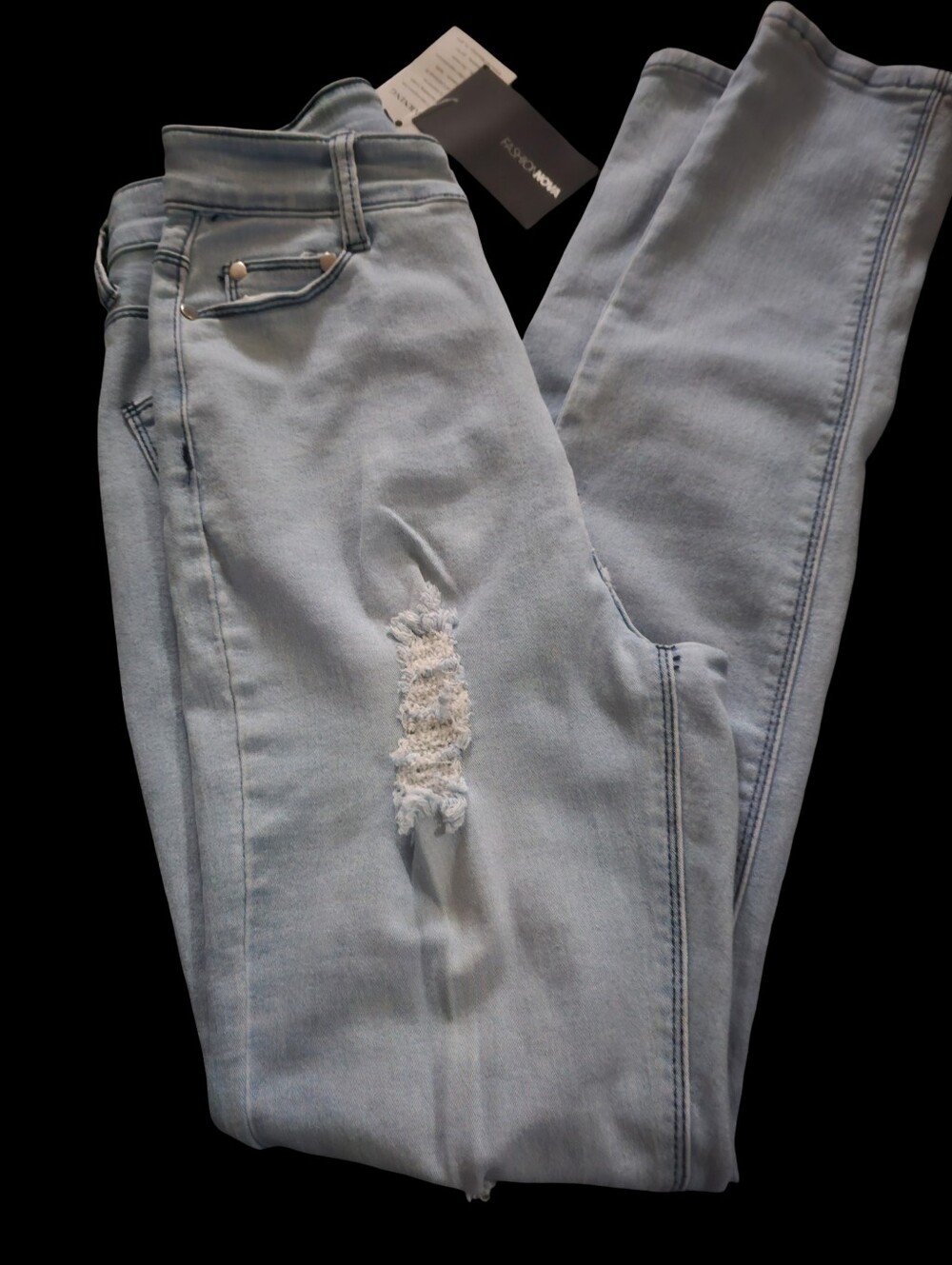 Fashion Nova Light Blue Ripped Skinny Jeans